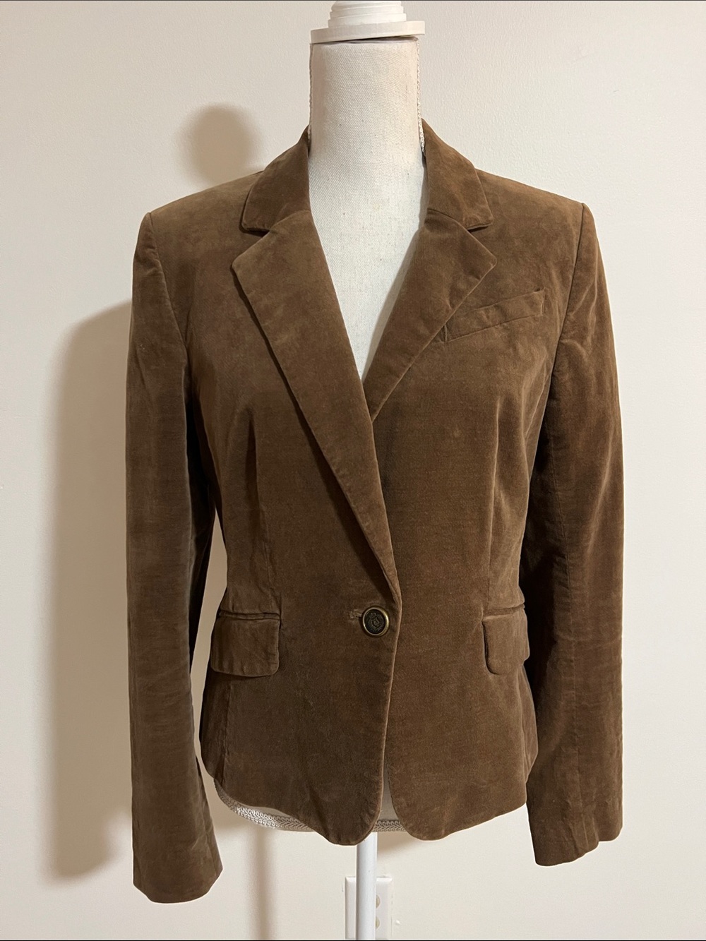 Brown Women's Velvet Blazer Jacket